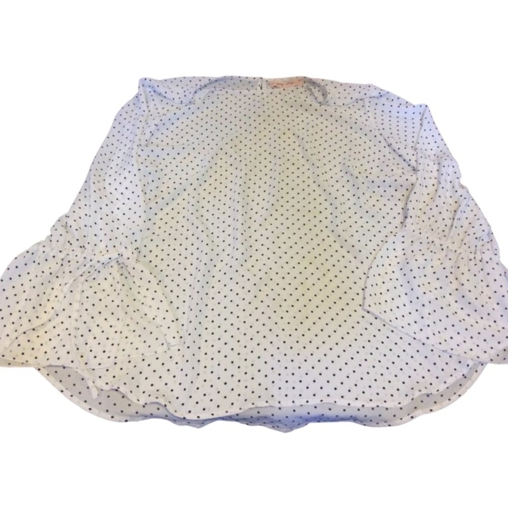 In Every Story White Polka Dot Blouse w/ Bell Sleeves 1X